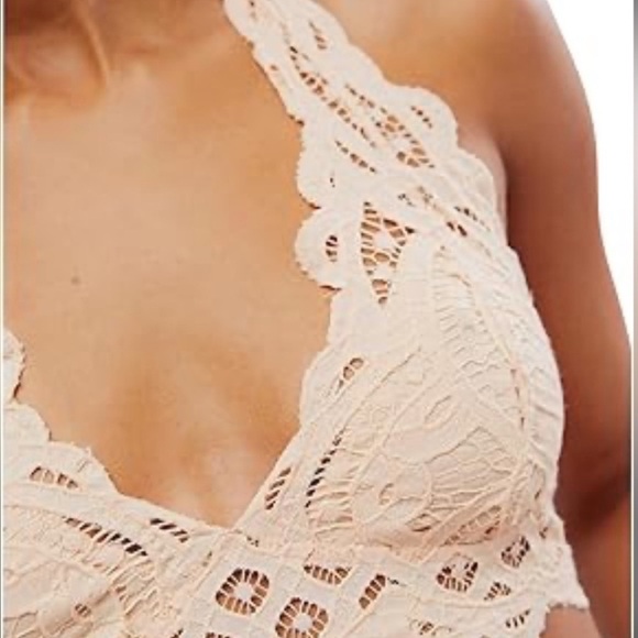 Free People Peach Nude Lace Bralette sz Medium - Picture 4 of 8